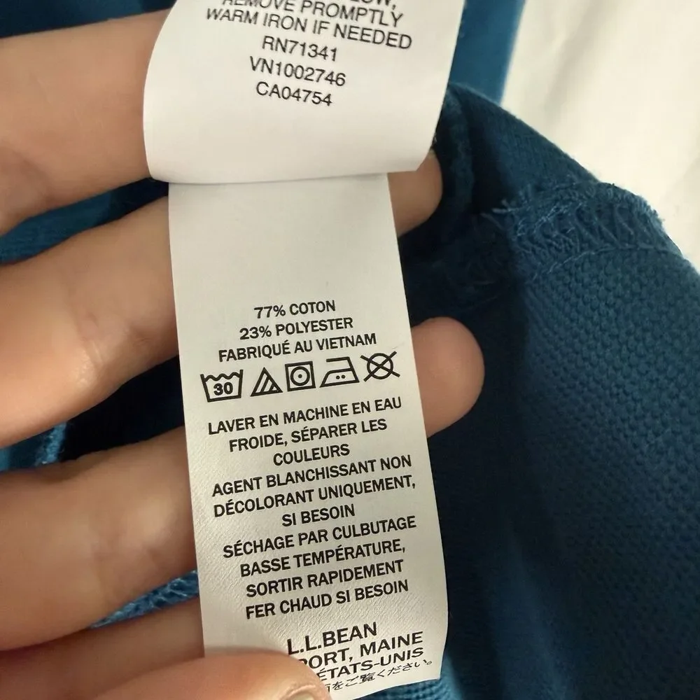 LL Bean Sweater Men's Large Teal 1/4 Zip Turtleneck Traditional Fit Cotton Blend